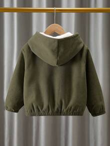 SHEIN جاكيت بطانة حرارية ناعم وعملي وأنيق لارتداء اليومي للأولاد، مناسب للمدرسة والسفر والرياضة في فصل الخريف والشتاء، بتصميم كاجوال بأسلوب الكلية - أخضر عسكري - مشاهدة 7