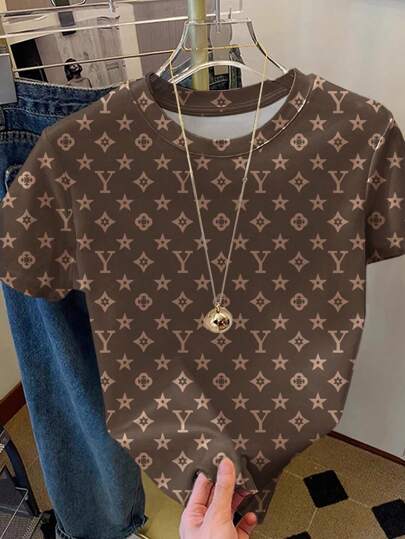 Resyla Women's Letter Print Round Neck Short Sleeve Casual Vintage T-Shirt, Summer