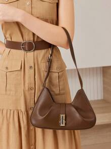 MOTF PREMIUM PU LEATHER IRONMONGERY SHOULDER BAG - Brown - View 7