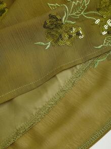 Sweetra Y2K Sexy Open-Back Holiday Sequin Embroidery Dress - Green - View 6