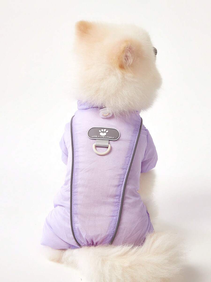 PETSIN Purple Spring/Summer Casual Sports Style Dog Paw Print Elastic Adjustable Waist Lightweight Breathable Mesh Fabric Pet Jumpsuit, Leash-Compatible, Windproof, Water-Resistant, Outdoor Sun-Protection - Purple - View 1
