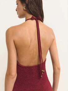 Nöista Đầm maxi đỏ đất nung có dây thắt bím và eo cao. Chất vải nhẹ, thoáng khí, tôn dáng. Hoàn hảo cho váy mùa hè, trang phục ngày 4 tháng 7, quần áo mùa hè của phụ nữ, kỳ nghỉ và phong cách mùa hè châu Âu. - Đỏ - Xem 8