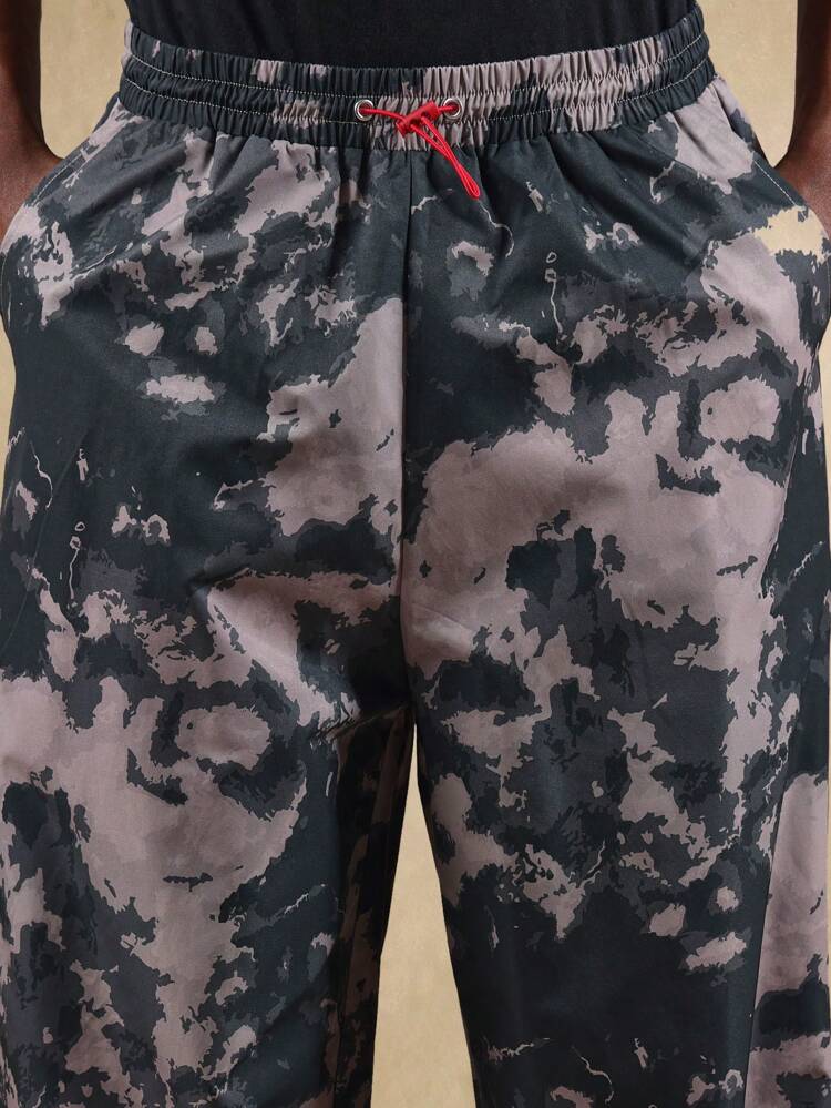 Comfortable Parachute Abstract Print Wide Leg Pants