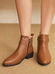 Styleloop Nuovi stivali corti da donna in stile retrò europeo e americano, con suole spesse, antiscivolo, e con rialzo