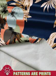 SHEIN LUNE Maglietta casual semplice vintage a fiori con scollo rotondo, vestibilità ampia, manica corta, adatta per l'estate, taglie comode