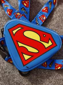 SUPERMAN X SHEIN 3pcs Graphic Printed Pet Carrier Set, 1 Adjustable Carrier, 1 Bag, 1 Leash, Logo, Super Hero