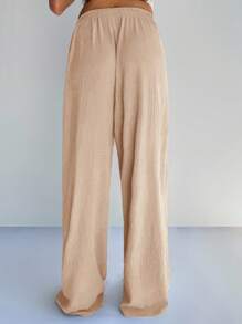 SHEIN Forever 21 女士棕色纹理度假休闲家居裤 - 紅木色 - 查看 2