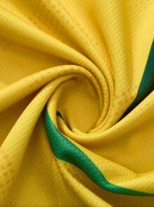 ROMWE MEN Prep 男式休闲足球字母印花圆领插肩袖短袖T恤 - 黃色 - 查看 6