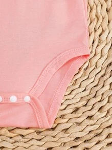 SHEIN 新生婴儿男女宝宝纯白色交叉前襟舒适可爱有趣优雅休闲风格弹力长袖一体式连体衣套装 - 彩色 - 查看 3