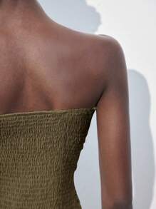 Maija Women's Adjustable Spaghetti Strap Dress With Ruched Full Body, Low Waist Design, A-Line Hem, Comfortable And Soft, Suitable For Beach, Vacation, Boho Style, Summer - Grey - View 2