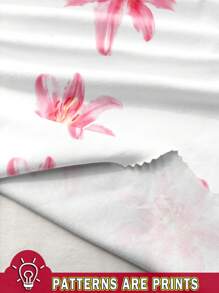 SHEIN BAE Vestido sin tirantes de verano con estampados florales extra grandes, perfecto para la playa o las vacaciones