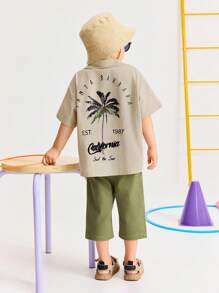 Leap Crew Leap Crew Young Boy Casual Minimalist Loose Fit Drop Shoulder Short Sleeve Collared Shirt