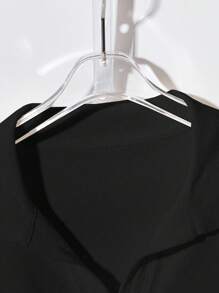 Franclia New Arrival Summer Gentle Korean Style Casual Commute Versatile Women Polo Collar Knit Top - Black - View 3