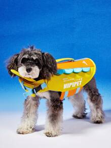 PETSIN Yellow HIPIPET Logo Printed Lightweight Pet Life Jacket, Adjustable Buoyancy For Summer, Comfortable & Breathable