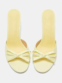 CUCCOO CURVES 女式 3.5 英寸浅黄色 PU 舒适时尚一脚蹬加大码厚底高跟鞋 - 黃色 - 查看 9