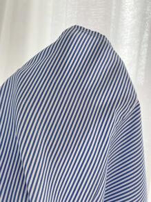 Elamini 女士休闲条纹短衬衫裙 - 藍色 - 查看 6