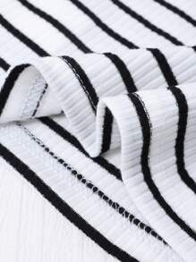 2pcs/Set Girls' Striped Long Sleeve Shirt And Pant, Fashion Summer Outfit For Big Tween Girl - White - View 4
