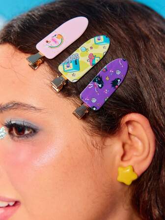 Adventure Time X ROMWE 4 Pairs Cute Cartoon Metal Duck-Billed Hair Clips
