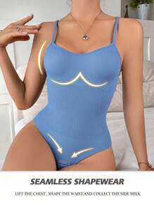 1 件女士无缝全身塑身衣 - 寶藍色 - 查看 3