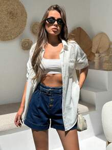 Short mini avec ceinture à la taille papier