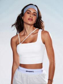 Eassivo Eassivo 不对称下摆简约运动文胸 - 白色 - 查看 3