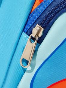 Blippi X SHEIN 1 Pc Cute Cartoon Pattern Printed Polyester Mini Backpack With Adjustable Length Shoulder Strap, For Back To School - Multicolor - View 7