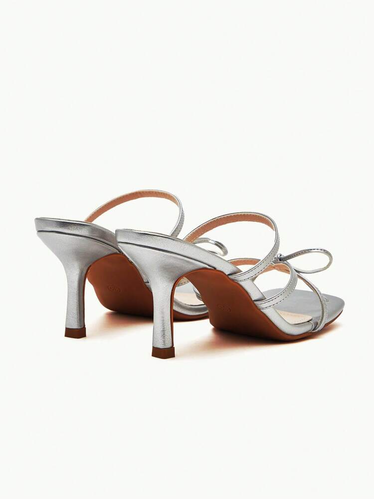 CUCCOO CHICEST Spring/Summer New Women's Mini Elegant Bow, Snake Skin, And Lizard Print Square Toe Thin High Heel Sandals, Sexy & Cute Champagne/Gold/Metallic Color For Elegant, Romantic, Sweet Dress Up, Date, Holiday, Tea Party
