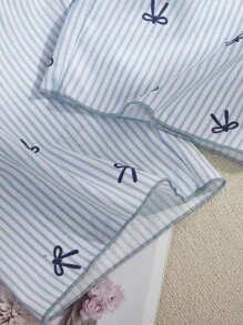Eraneu 两件套女士粉蓝条纹爱心蝴蝶结装饰裤装，秋季服装，舒适优雅细节，冬季 - 彩色 - 查看 5