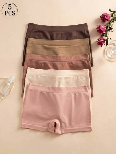 5er-Pack Damen minimalistische nahtlose Slips in Unifarben