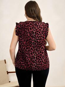 SHEIN Clasi Camisa casual de mujer de talla grande con volantes y estampado de lunares, para el verano