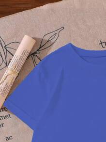 Maglietta estiva a girocollo a maniche corte per ragazzo pre-adolescente, con stampa minimalista di lettere, aeroplani e coccodrillo, casual e comoda