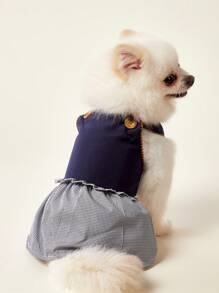 PETSIN Blue Cute And Elegant Button Design Summer New Light And Breathable Vest Skirt For Dogs, Popular European And American Pet Dress - Blue - View 1