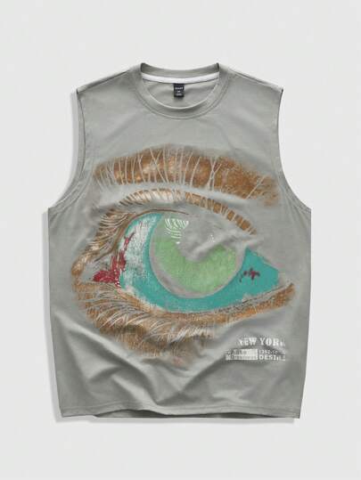 Street Life Ärmellose grafisch bedruckte Tanktop für Herren, Lässig Sommer