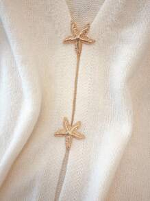 Regalyn Top de punto sin mangas con botones con estrellas para mujer de talla grande