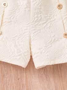 SHEIN Conjunto de 2 piezas para niñas preadolescentes: Top de tirantes con textura y borde de volantes + pantalones cortos