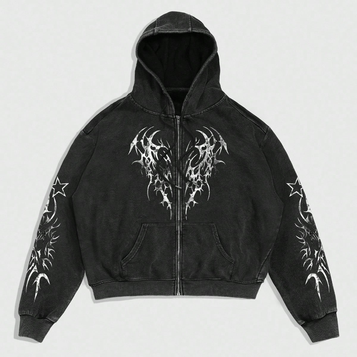 Sudadera con capucha con cremallera y cordón de hombre con estampado gráfico casual de primavera, otoño, Y2K