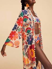 Travachic Women's Floral Print Beach Cover-Up, Cardigans For Women, New Year, Wedding Guest Outfits, Elegant Graduation, Luxury Prom, Casual Outfits, ,Pink,Pink Bikini,Casual,Vacation,Vacation Outfits Women,Vacation,Summer Holiday Outfits ,Holiday Outfits For Women,Holiday,Vacation Outfits For Women,Vacation Dress,Elegant,Going Out,Party,Beach,Beach Dress,Beach Shorts,Beach Dresses,Beach Outfits For Women,Beach Skirt,Beach Set,Beach Outfit,Beach Outfit For Women,Summer,Summer Clothes,Summer Holiday Outfits,Flower,Graphic,Carmaval,Carnival,Western,Festival,Spring To Summer,Red - Multicolor - View 5