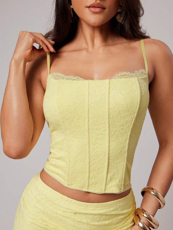 Silquee Buttergelbes Damen Sommer Top, Süßes Sommer Top, Damen Geburtstag, Urlaub, Spitzen Top