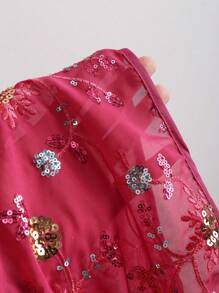 SHEIN Sweetro Áo cổ yếm thắt nơ trang trí thêu hạt cườm mới cho nữ, thiết kế dây buộc có thể điều chỉnh, phù hợp cho mùa xuân và mùa hè - Màu Hồng Tươi - Xem 6