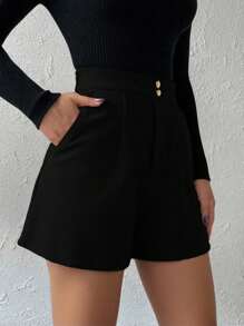 RosyDaze Shorts rectos con cremallera de mujer de estilo casual