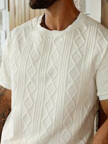 ResortEase Conjunto de camiseta casual de manga corta y cuello redondo para hombre talla grande, para el verano