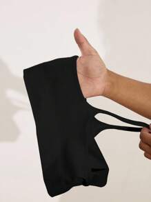 Activina Ribbed Knit Crisscross Back Crop Sports Tank Top - Black - View 9