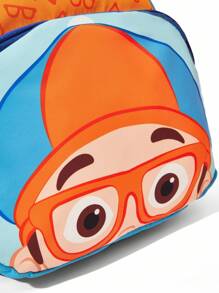 Blippi X SHEIN 1 Pc Cute Cartoon Pattern Printed Polyester Mini Backpack With Adjustable Length Shoulder Strap, For Back To School - Multicolor - View 4