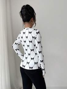 Elenzga Women's Casual Butterfly Print Long Sleeve T-Shirt, Autumn/Winter Fall Cloth For Women