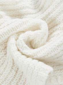 ROMWE J-Fashion Y2K标语英文爱心图形斜肩喇叭袖针织毛衣 - 杏色 - 查看 4