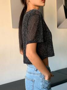 DAZY See Through Crop Mesh Top Without Bra Going Out Tops Festival Sheer Y2k,Beach Outfits