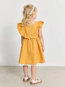 Maija Kids Maija Kids 年轻女孩 V 领荷叶边连衣裙 - 黃色 - 查看 2