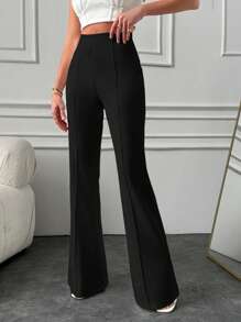 SHEIN Tall Tall Women's Loose-Fitting Exposed Seam Wide Leg Pants - Black - View 5