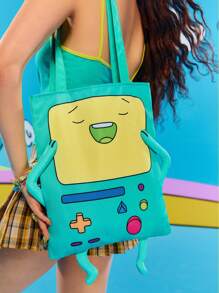 Adventure Time X ROMWE Cute Embroidered Padded Shoulder Bag - Green - View 8