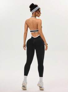 Easithlete Women's Backless Racerback Jumpsuit Workout Pants - Black - View 6